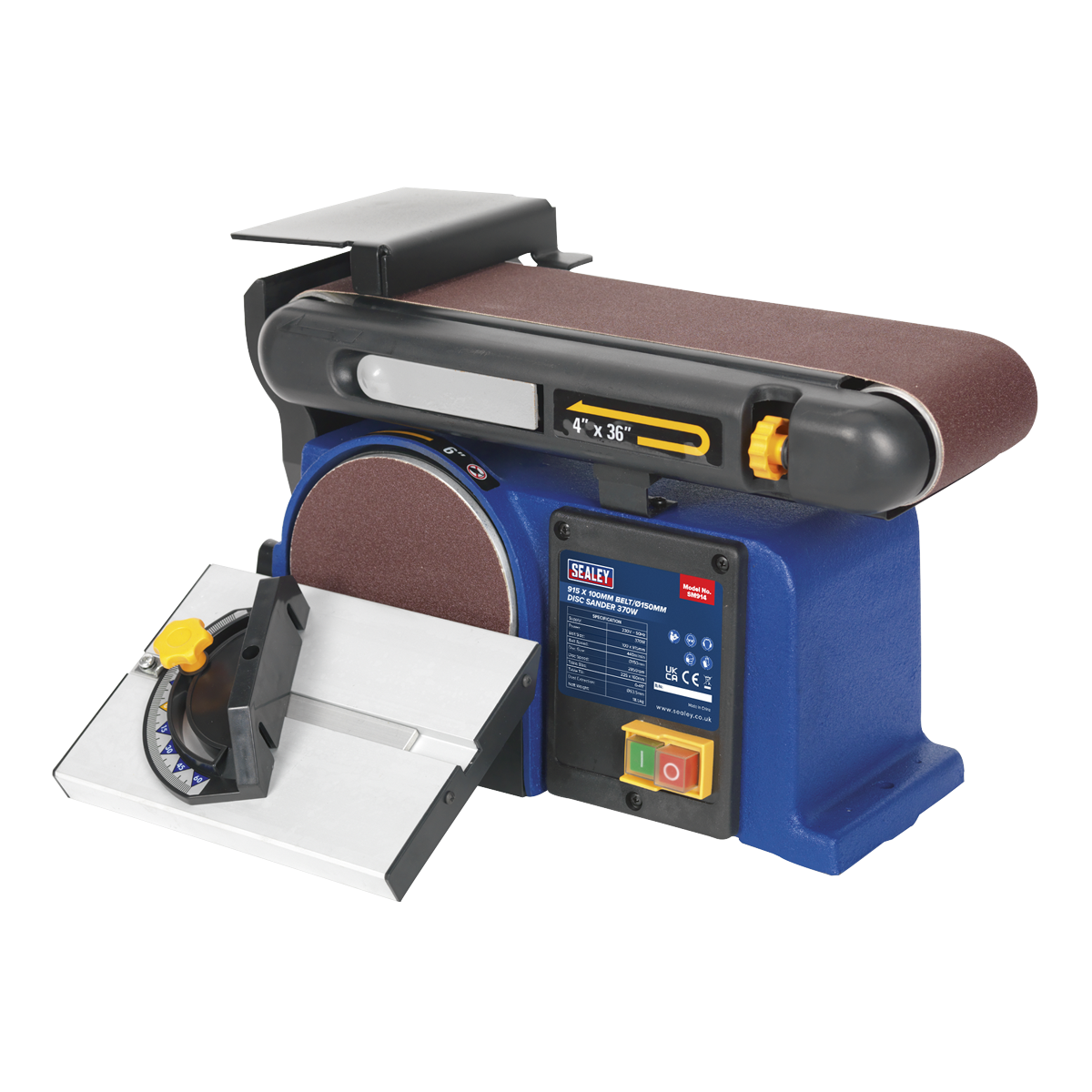 Sealey Belt/Disc Sander 915 x 100mm/Ø150mm 370W/230V