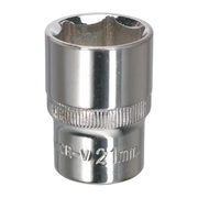 Sealey WallDrive® Socket 21mm 1/2"Sq Drive Fully Polished