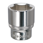 Sealey WallDrive® Socket 26mm 1/2"Sq Drive Fully Polished