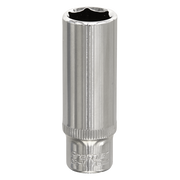 Sealey WallDrive® Socket 12mm Deep 1/4"Sq Drive Fully Polished