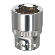Sealey WallDrive® Socket 15mm 3/8"Sq Drive Fully Polished
