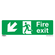 Sealey Safe Conditions Safety Sign - Fire Exit (Down Left) - Self-Adhesive Vinyl