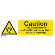Sealey Warning Safety Sign - Caution Automatic Machinery - Rigid Plastic - Pack of 10