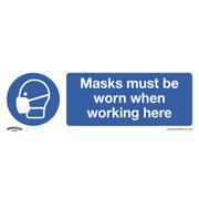 Sealey Mandatory Safety Sign - Masks Must Be Worn - Rigid Plastic - Pack of 10