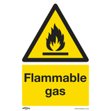 Sealey Warning Safety Sign - Flammable Gas - Self-Adhesive Vinyl
