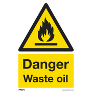 Sealey Warning Safety Sign - Danger Waste Oil - Rigid Plastic - Pack of 10