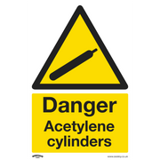 Sealey Warning Safety Sign - Danger Acetylene Cylinders - Rigid Plastic - Pack of 10