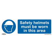 Sealey Mandatory Safety Sign - Safety Helmets Must Be Worn In This Area - Self-Adhesive Vinyl - Pack of 10