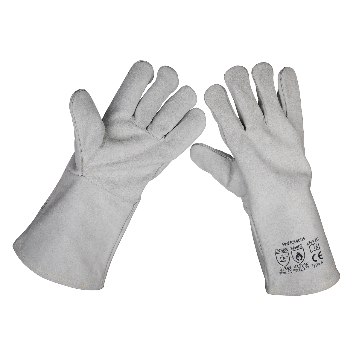 Sealey Leather Welding Gauntlets Lined Heavy-Duty Extra-Large - Pair