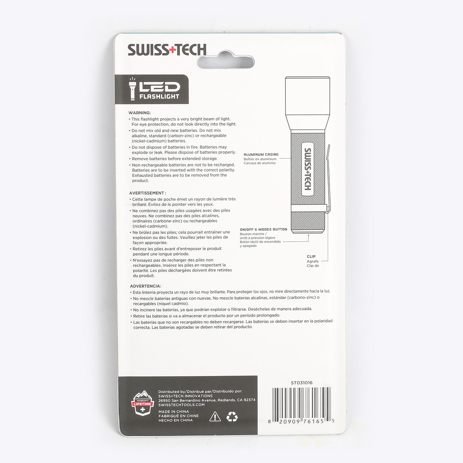 Scruffs Swiss-Tech UV Flashlight 3 x AAA Battery Powered - Leak Detection & Security Inspection