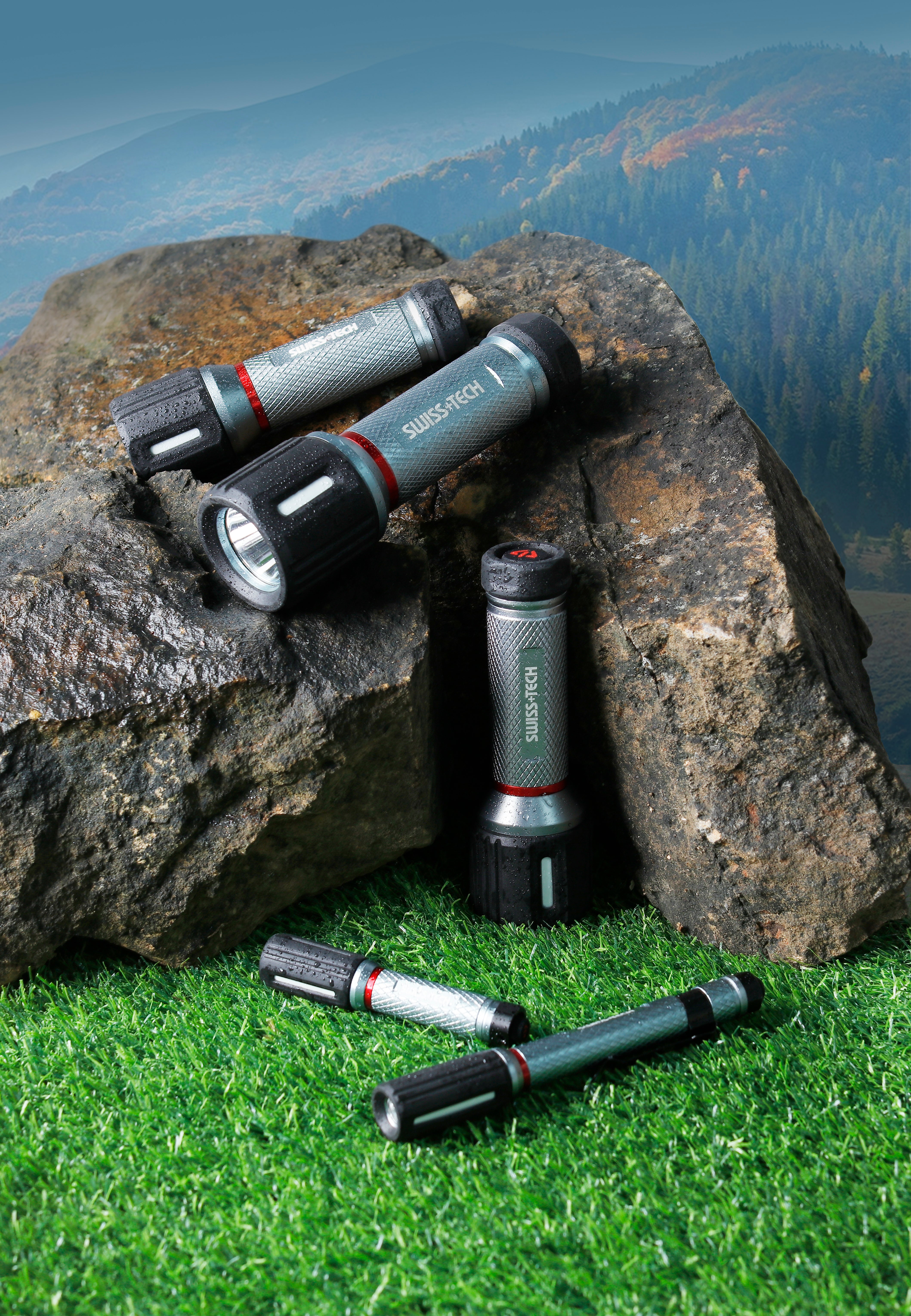 Scruffs Swiss-Tech Drop Proof Aluminium Flashlight - 4 x AAA Heavy Duty LED Torch