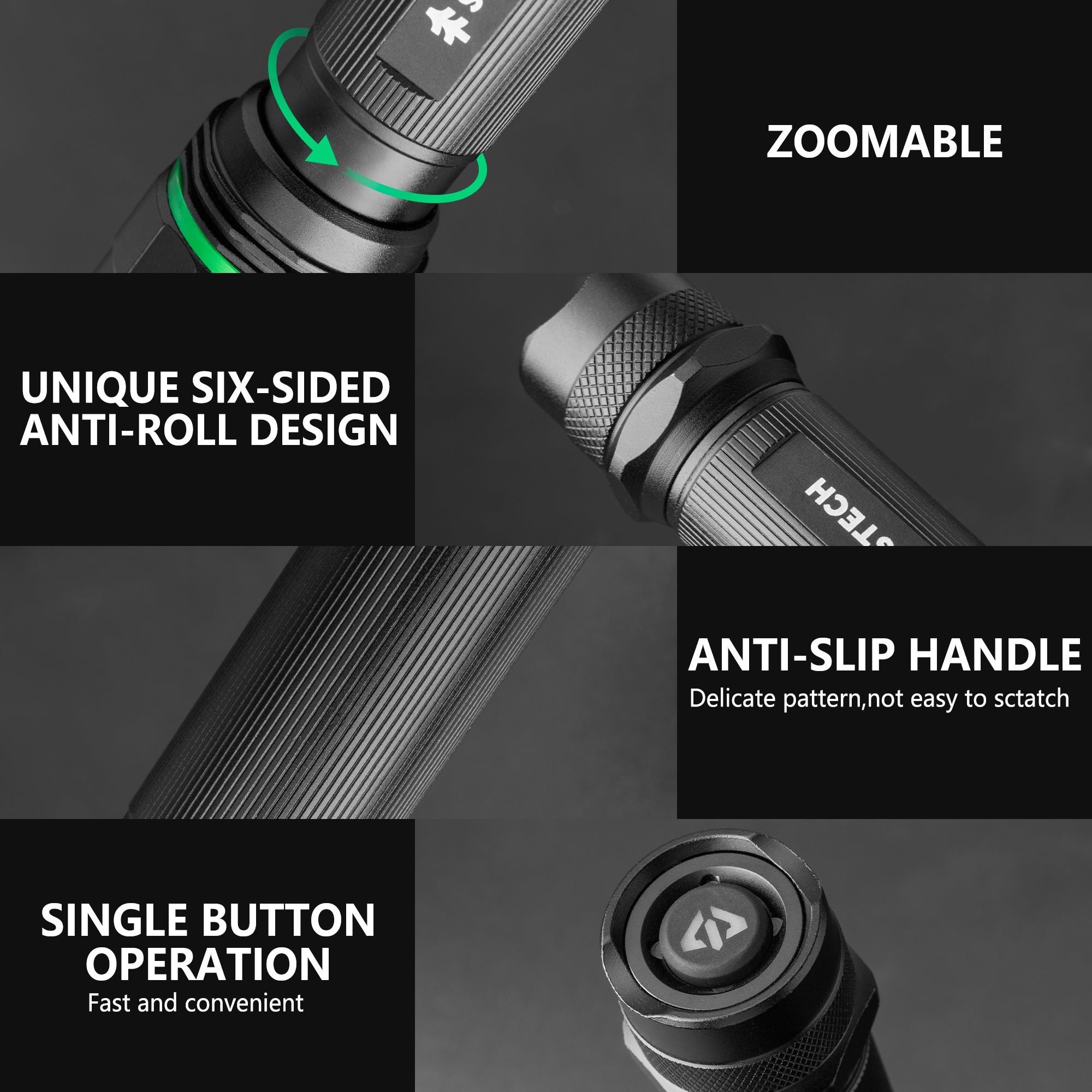 Scruffs Swiss-Tech Rechargeable LED Flashlight - USB Rechargeable Torch - 18650 & 3 x AAA Compatible