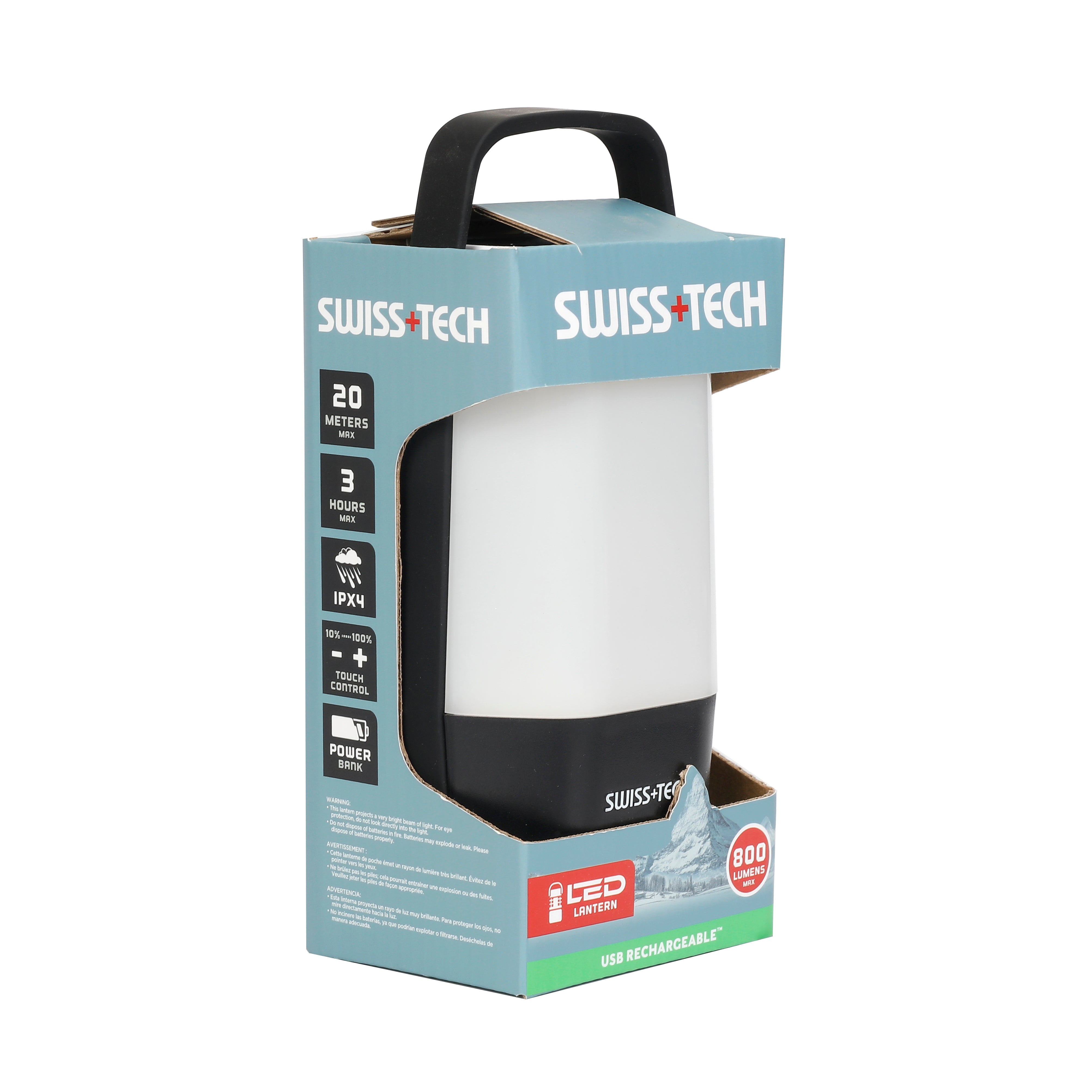 Scruffs Swiss-Tech Rechargeable LED Lantern - 800 Lumens - USB Power Bank - Camping & Emergency Light
