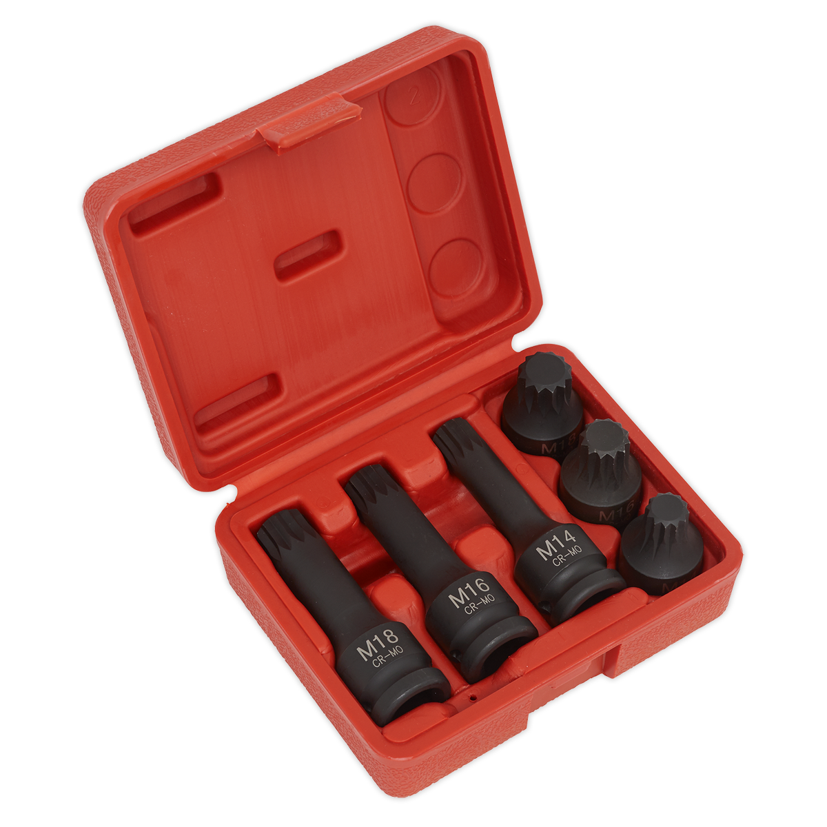 Sealey Impact Spline Socket Bit Set 6pc 1/2"Sq Drive SX052