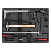 Sealey Tool Tray with Pry Bar, Hammer & Hacksaw Set 6pc