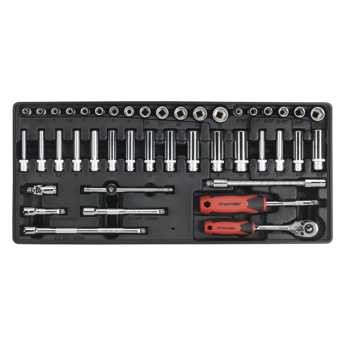 Sealey Tool Tray with Socket Set 43pc 1/4"Sq Drive TBT33