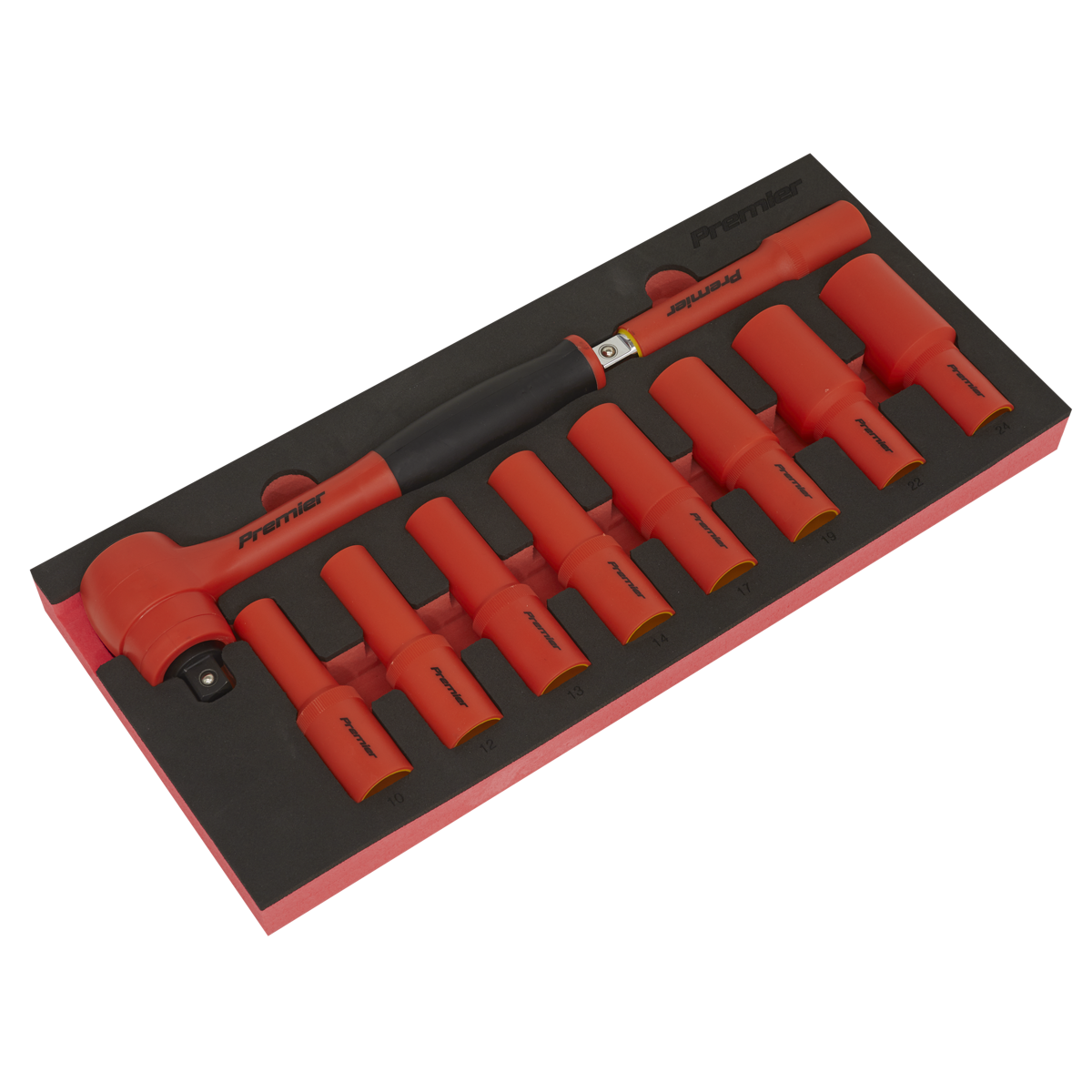 Sealey Insulated Socket Set with Tool Tray 10pc 1/2"Sq Drive - VDE Approved