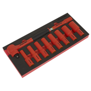 Sealey Insulated Socket Set with Tool Tray 10pc 1/2"Sq Drive - VDE Approved