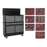 Sealey Tool Chest Combination 23 Drawer with Ball-Bearing Slides - Black with 446pc Tool Kit