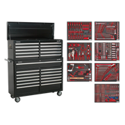 Sealey Tool Chest Combination 23 Drawer with Ball-Bearing Slides - Black with 446pc Tool Kit