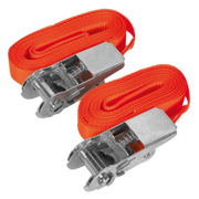 Sealey Self-Securing Ratchet Straps 25mm x 4.5m 500kg Breaking Strength - Pair