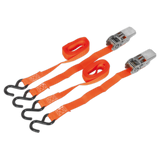 Sealey Ratchet Straps 25mm x 4m Polyester Webbing with S-Hooks 500kg Breaking Strength - Pair