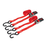 Sealey Ratchet Straps 25mm x 4m Polyester Webbing with S-Hooks 800kg Breaking Strength - Pair