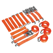 Sealey Car Transporter Ratchet Strap Alloy/Steel Wheel Kit 4pc 50mm x 3m 4500kg Breaking Strength