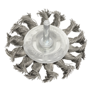 Sealey Twist Knot Wire Flat Brush Ø75mm with Ø6mm Shaft