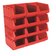 Sealey Plastic Storage Bin 210 x 355 x 165mm - Red Pack of 12