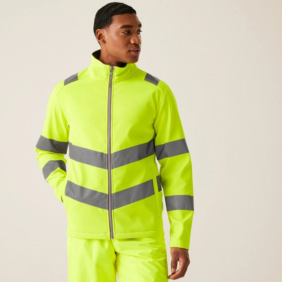 Regatta Professional Men's Hi-Vis Pro Contract Ablaze 2 Layer Softshell Jacket Class 3