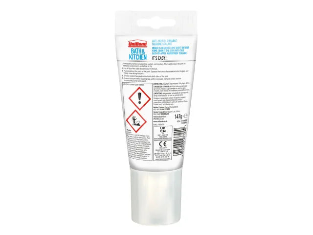 UniBond Healthy Kitchen & Bathroom Anti Mould Sealant White Tube 147g