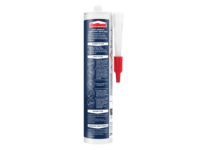 UniBond Healthy Kitchen & Bathroom Anti Mould Sealant White Cartridge 274g