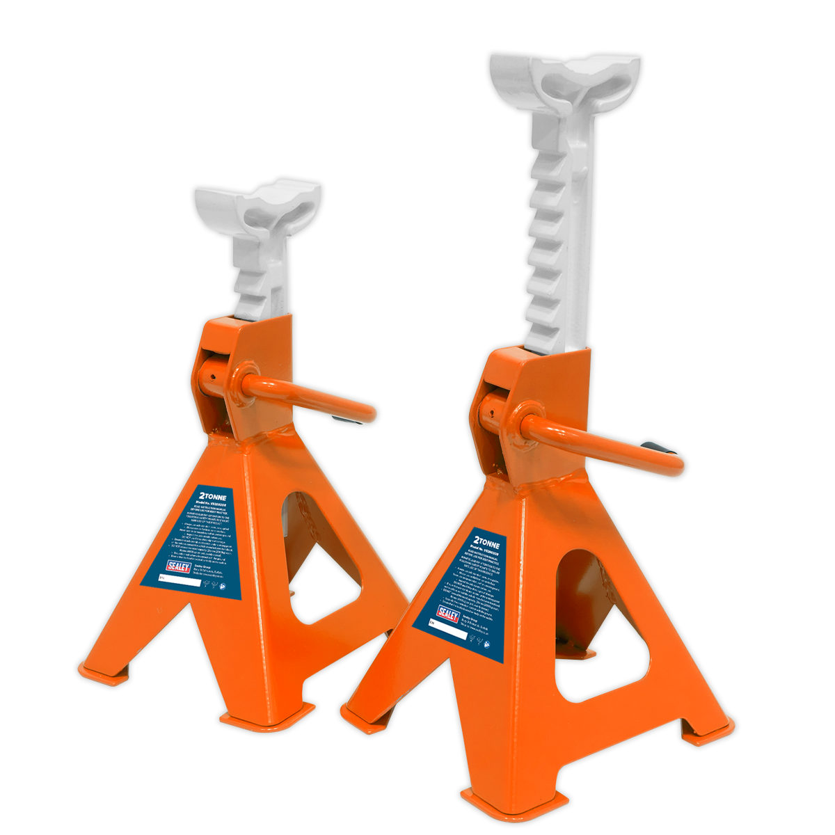 Sealey Axle Stands (Pair) 2 Tonne Capacity per Stand Ratchet Type - Orange