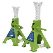 Sealey Axle Stands (Pair) 3 Tonne Capacity per Stand Ratchet Type - Hi-Vis Green