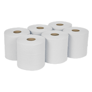 Sealey Paper Roll White 2-Ply Embossed 150m Pack of 6