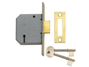 Yale Locks PM322 3 Lever Mortice Deadlock Polished Brass 65mm 2.5in