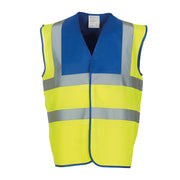 Yoko Hi-Vis 2-Band-And-Braces Waistcoat - Royal Yoke/Yellow