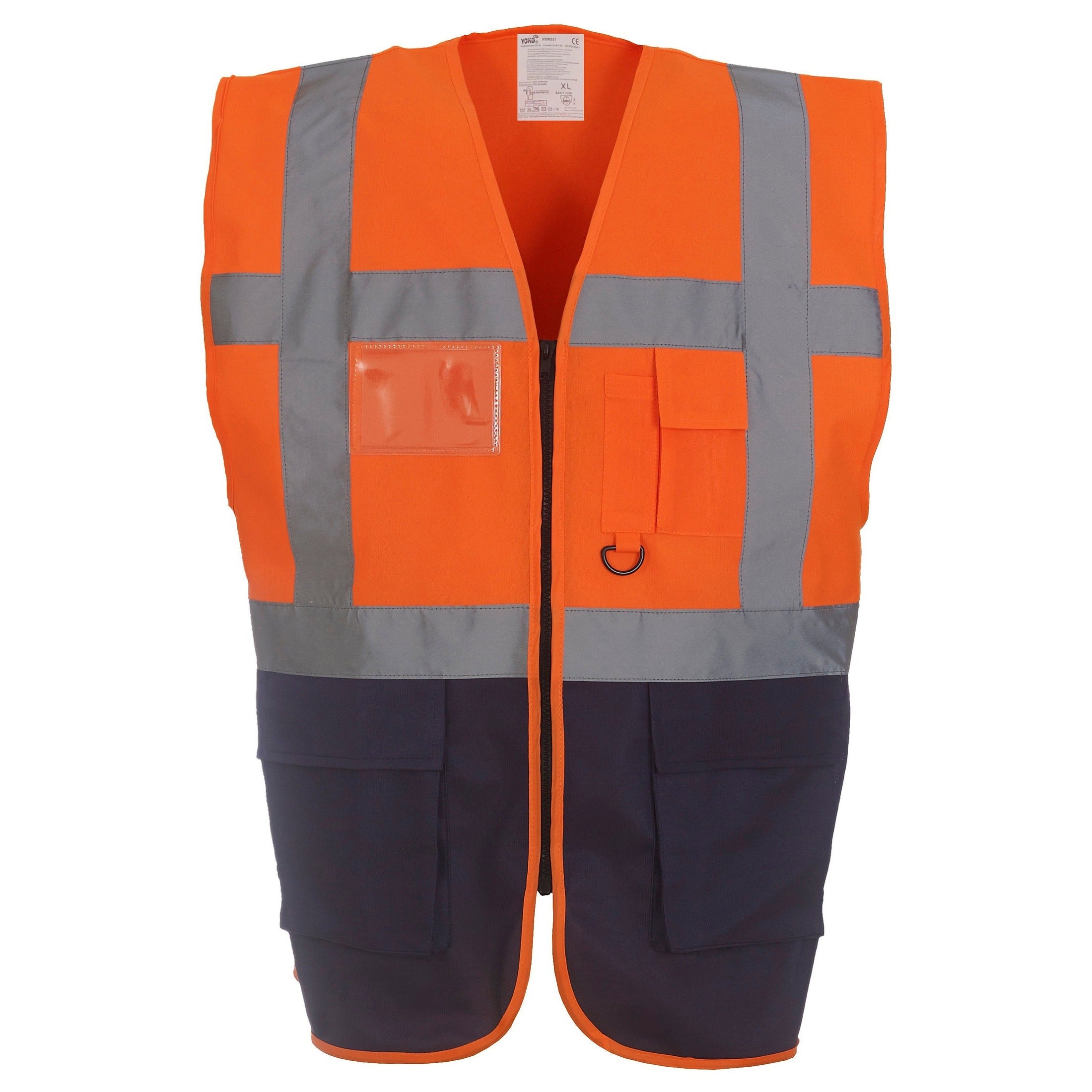 Yoko Multifunctional Executive Hi-Vis Waistcoat - Orange/Navy