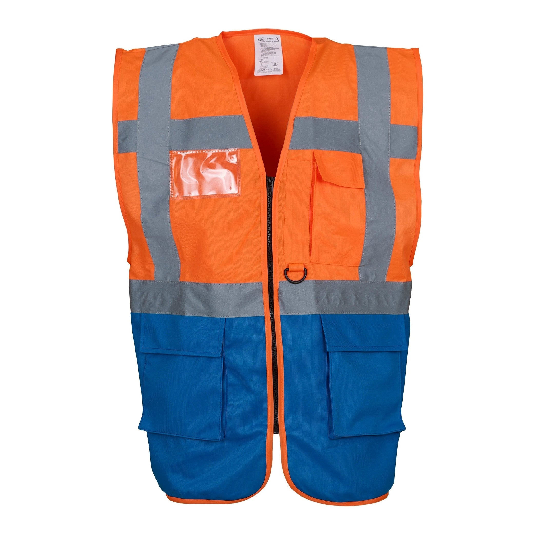 Yoko Multifunctional Executive Hi-Vis Waistcoat - Orange/Royal Blue