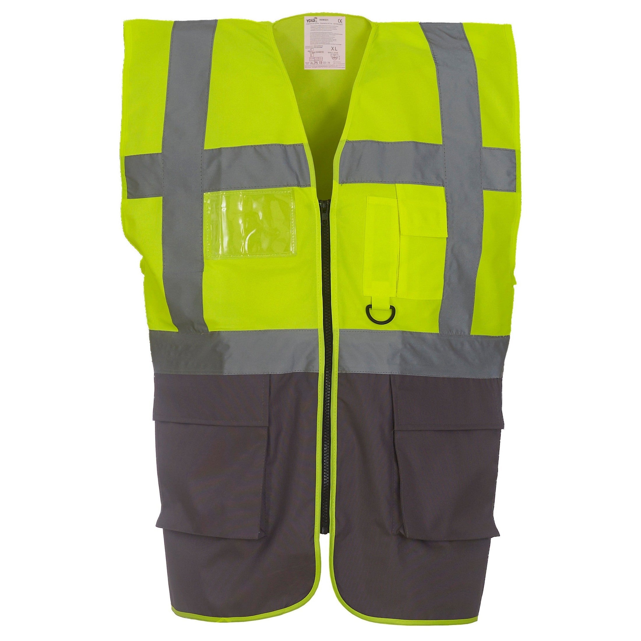 Yoko Multifunctional Executive Hi-Vis Waistcoat - Yellow/Grey