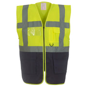 Yoko Multifunctional Executive Hi-Vis Waistcoat - Yellow/Navy