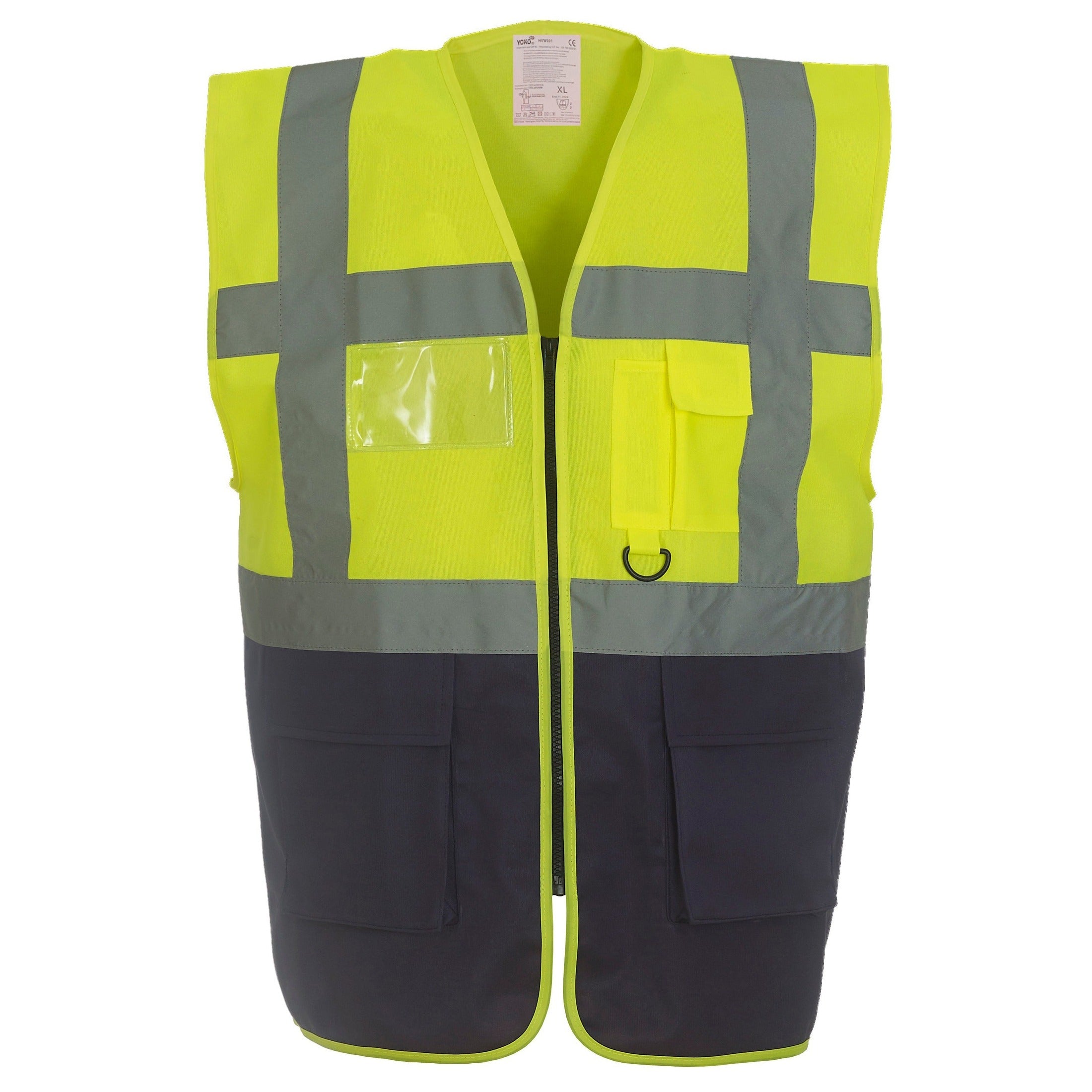 Yoko Multifunctional Executive Hi-Vis Waistcoat - Yellow/Navy