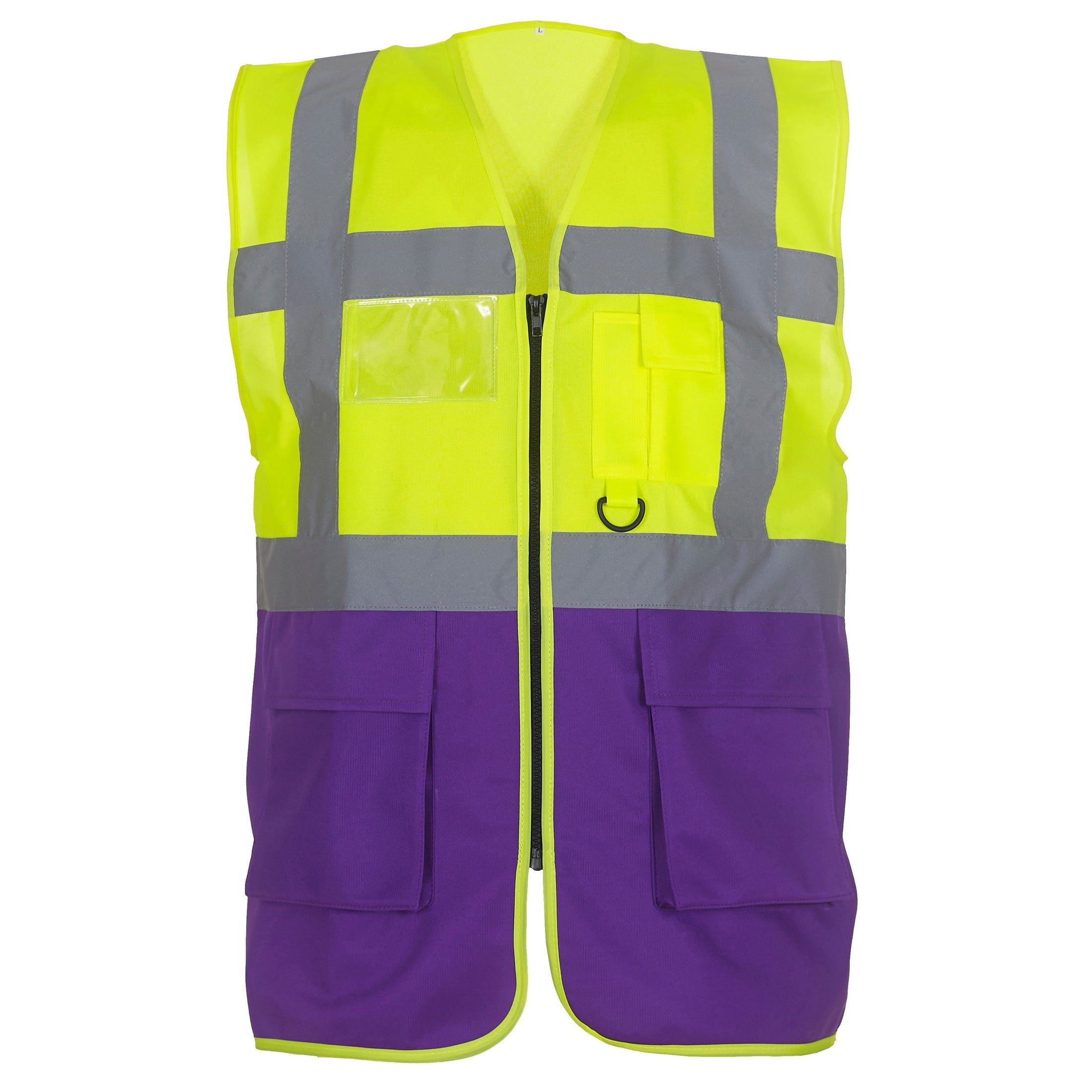 Yoko Multifunctional Executive Hi-Vis Waistcoat - Yellow/Purple