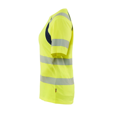 Blaklader T-Shirt Hi-Vis Women 3503 #colour_hi-vis-yellow-navy-blue