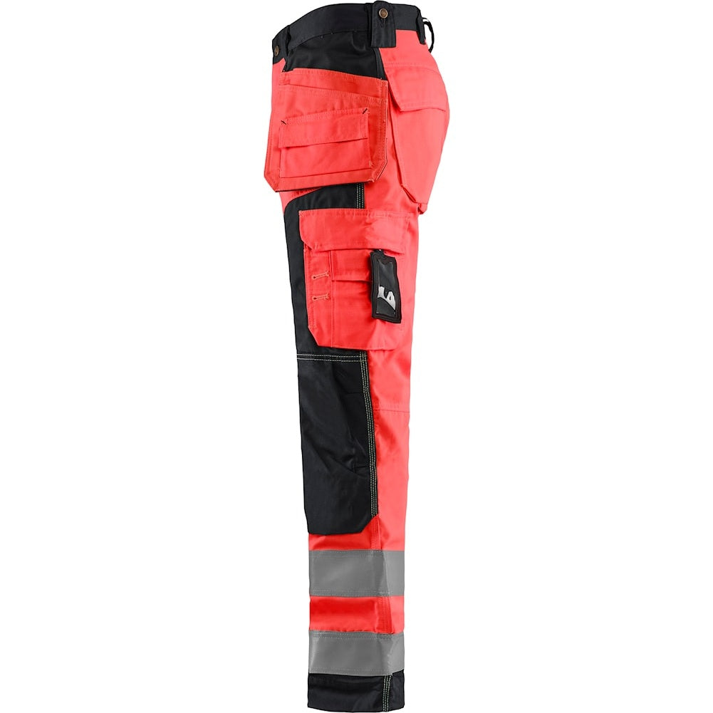 Blaklader Hi-Vis Craftsman Trousers 1568 - Red Hi-Vis/Black