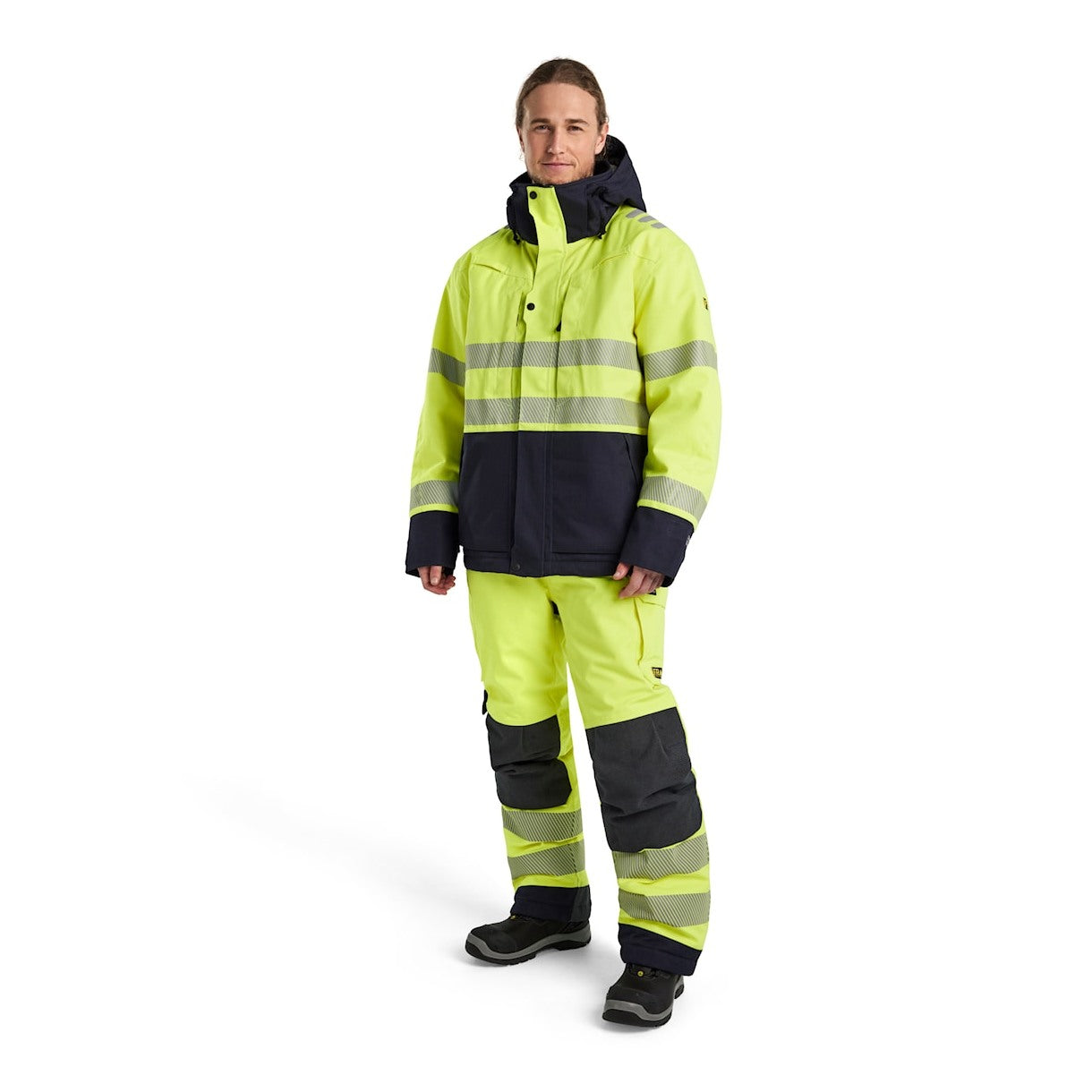 Blaklader Multinorm Winter Bib Overall 1817 #colour_hi-vis-yellow-navy-blue