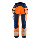 Blaklader Softshell Hi-Vis Trousers Women 7118 #colour_orange-navy-blue