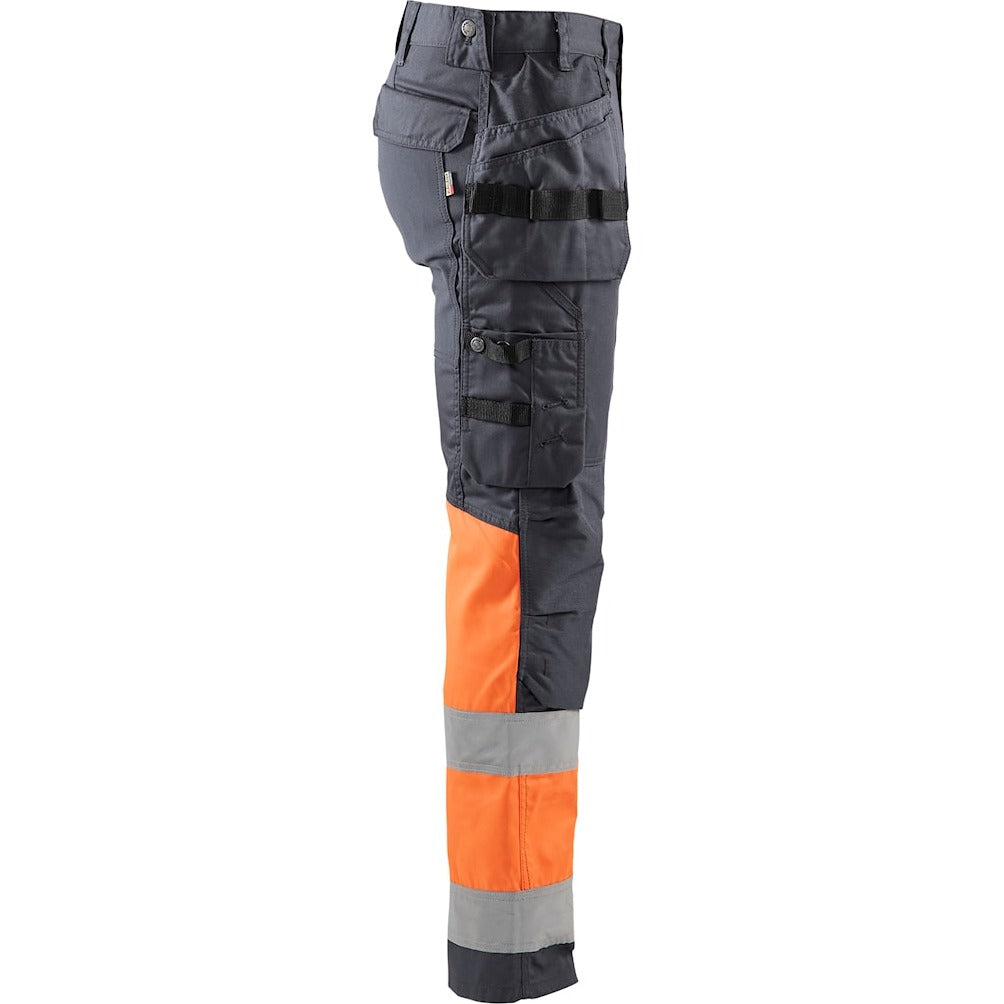 Blaklader Hi-Vis Trousers with Stretch 1558 - Mid Grey/Hi-Vis Orange
