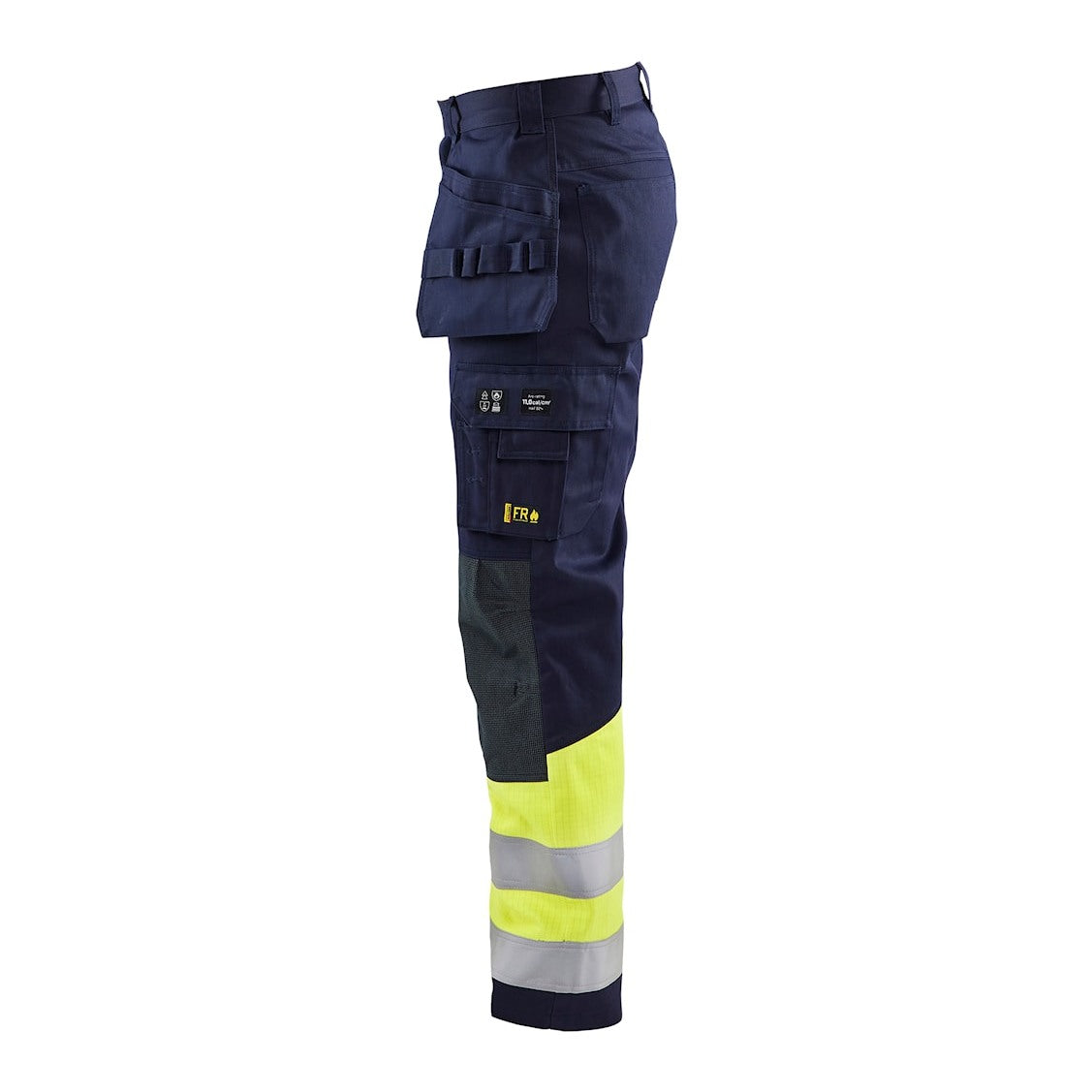 Blaklader Multinorm Craftsman Trousers 1479 #colour_navy-blue-hi-vis-yellow